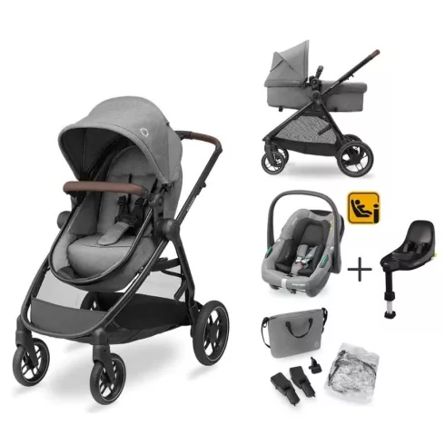 Maxi-Cosi Zelia S Trio babakocsi szett + FamilyFix S ISOFIX talppal - Grey
