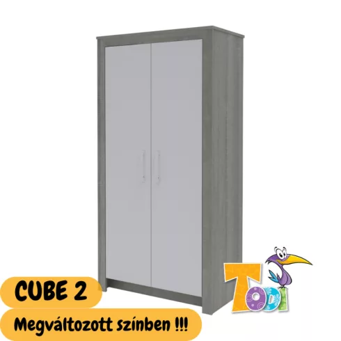 Todi Cube 2 - nagyszekrény (szürke osló tölgy - magasfényű jégfehér)