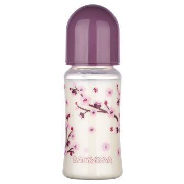   Baby-Nova Anti-Colic cumisüveg széles 300 ml szilikon cumival 0-24 hó - lila