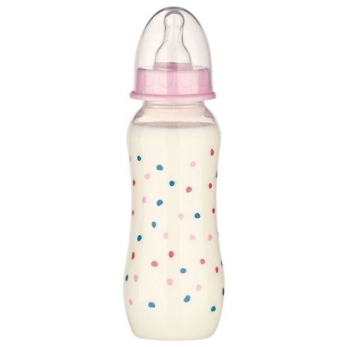 Baby-Nova cumisüveg szilikon cumival M-es 240 ml - rózsaszín 