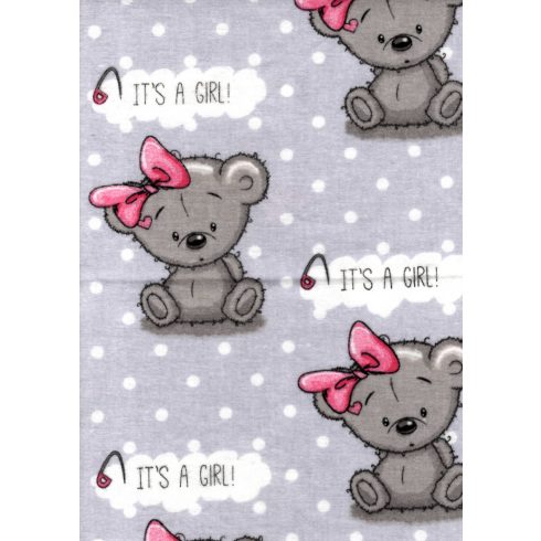 Flanel mintás pelenka 70x80 cm - szürke It's a girl!