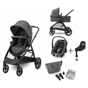   Maxi-Cosi Zelia S Trio babakocsi szett + FamilyFix S ISOFIX talppal - Dark Grey