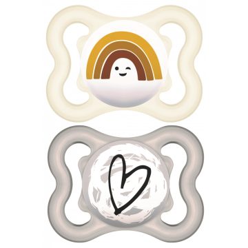 MAM Supreme 0+ szilikon nyugtató cumi 2db - fehér,szürke