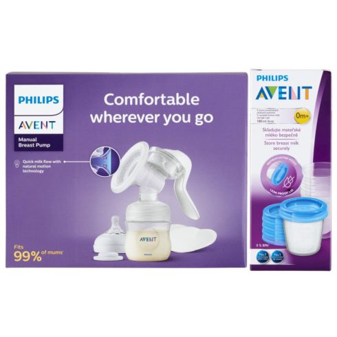 Avent Natural kézi mellszívó + ajándék 5 db,180 ml-es VIA pohá