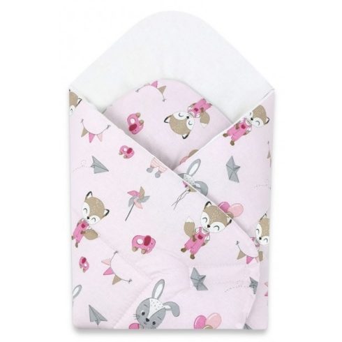 Baby Shop pólyatakaró 75x75cm - Rózsaszín róka és nyuszi 
