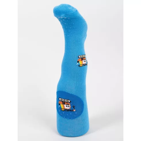 Yo!club pamut harisnyanadrág csúszásgátlóval (68-74) - kék/lánctalpas daru