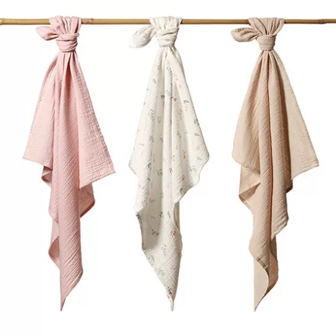 BabyOno Extra puha textil pelenka  3 db gyűrt muszlin - puderrózsaszín