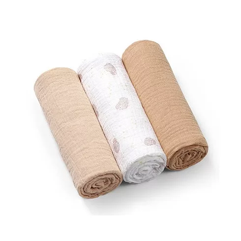 BabyOno Extra puha textil pelenka  3 db gyűrt muszlin - bézs