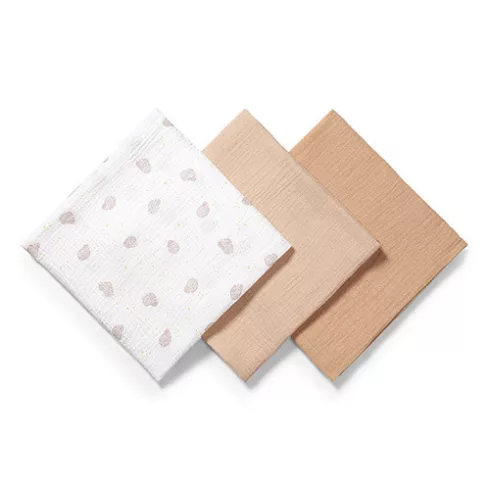 BabyOno Extra puha textil pelenka  3 db gyűrt muszlin - bézs