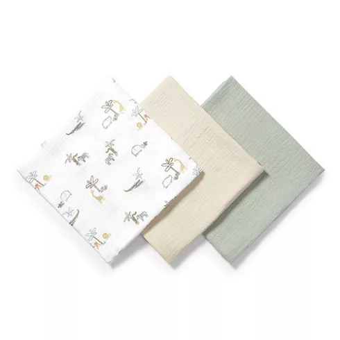BabyOno Extra puha textil pelenka  3 db gyűrt muszlin - zöld