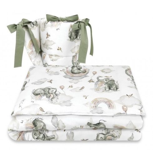 Baby Shop 3 részes ágynemű garnitúra - szivárványos elefánt 