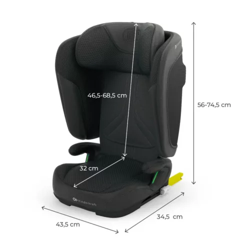 KINDERKRAFT Unity 2 i-Size gyermekülés - 100-150 cm - Black