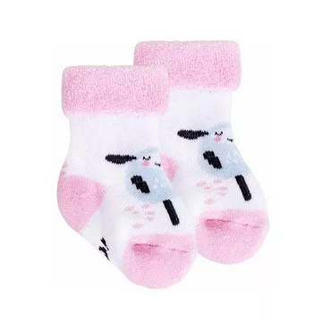   Yo! Baby frottír zokni 3-6 hó - fehér/rózsaszín  bárány