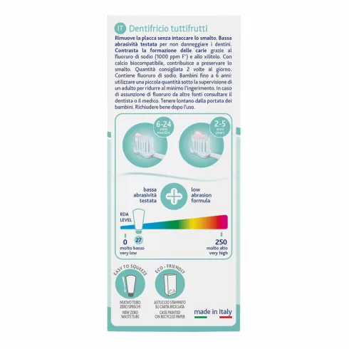 Chicco Vegyes gyümölcs ízű fogkrém 50 ml fluoridos xilittel Tuttifrutti 1-5 év