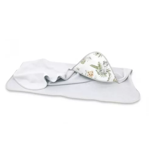 Baby Shop kapucnis fürdőlepedő 100*100 cm - szafari zöld/szürke 