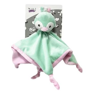   Tulilo puha plüss csörgő,alvókendő - zöld/rózsaszín kacsa