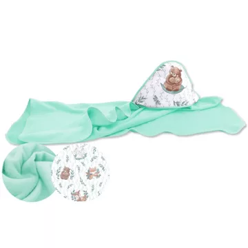   Baby Shop kapucnis fürdőlepedő 100*100 cm - Lulu natural menta