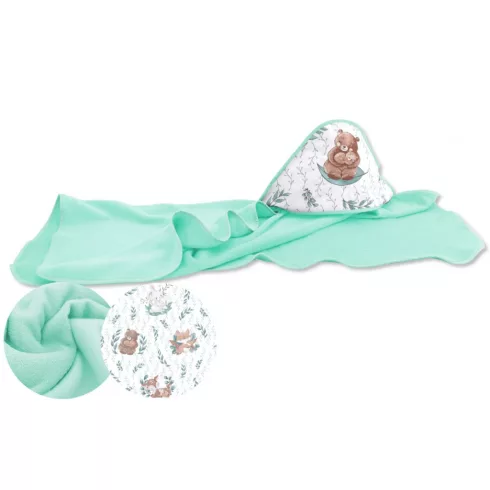 Baby Shop kapucnis fürdőlepedő 100*100 cm - Lulu natural menta