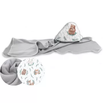   Baby Shop kapucnis fürdőlepedő 100*100 cm - Lulu natural szürke