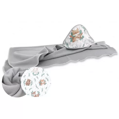 Baby Shop kapucnis fürdőlepedő 100*100 cm - Lulu natural szürke