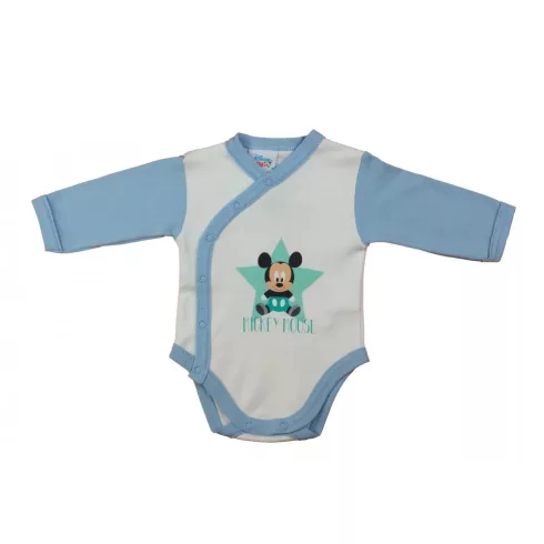 Disney Mickey elöl patentos hosszú ujjú body (50) - kék