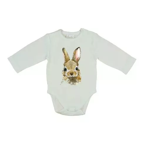 Hosszú ujjú baba body állatos mintával (56) - nyuszi 