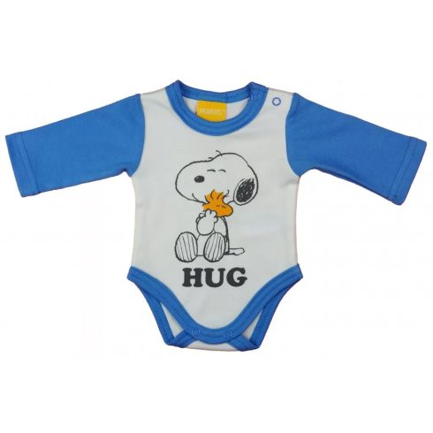 Hosszú ujjú baba body Snoopy mintával  (68) - fehér/kék