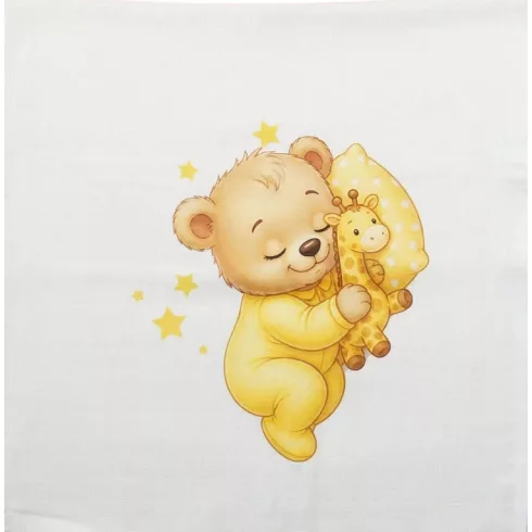 Textil tetra kifogó sárga Maci mintával 140*140 cm 