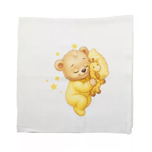 Textil tetra kifogó sárga Maci mintával 140*140 cm 