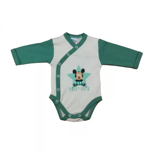 Disney Mickey elöl patentos hosszú ujjú body (44) - zöld 