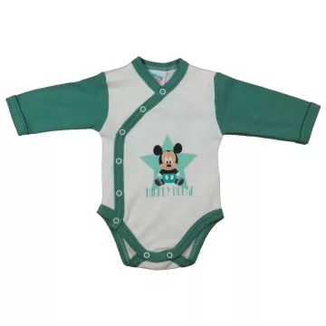 Disney Mickey elöl patentos hosszú ujjú body (56) - zöld