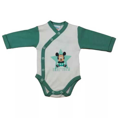 Disney Mickey elöl patentos hosszú ujjú body (56) - zöld