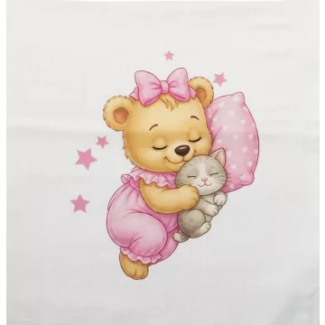 Textil tetra kifogó rózsaszín Maci mintával 140*140 cm 