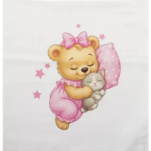 Textil tetra kifogó rózsaszín Maci mintával 140*140 cm 