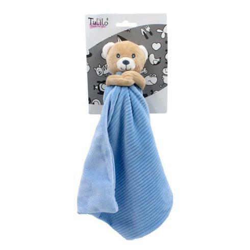 Tulilo puha plüss alvókendő - maci kék kendővel