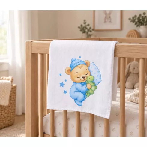 Textil tetra kifogó kék Maci mintával 140*140 cm 