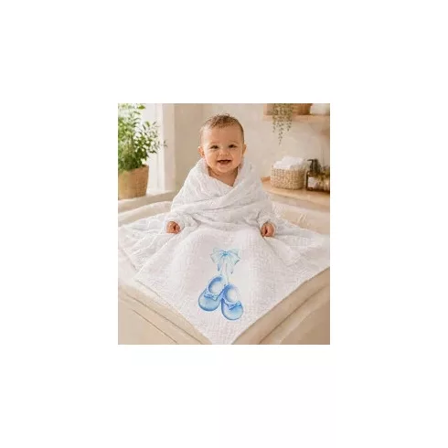 Textil tetra kifogó kék Cipős mintával 140*140 cm 
