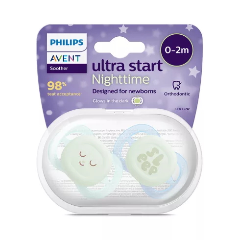 Philips AVENT SCF075/08 Játszócumi ultra start éjszakai 0-2hó fiús 2 db