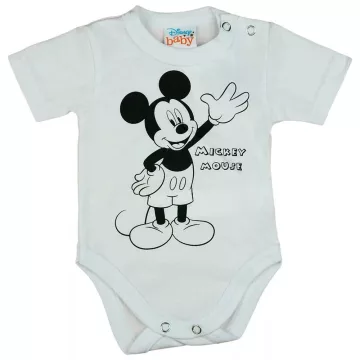 Rövid ujjú baba body Mickey egér mintával (56) - fehér 