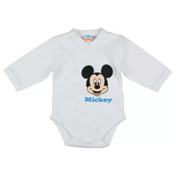   Disney Mickey Elöl patentos hosszú ujjú baba body fehér (68)