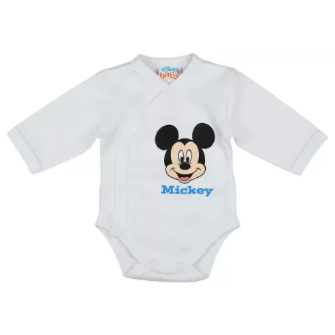 Disney Mickey Elöl patentos hosszú ujjú baba body fehér (68)
