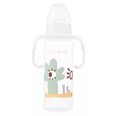 Baby Bruin polipropilén fogantyús cumisüveg, 240ml - Fehér 