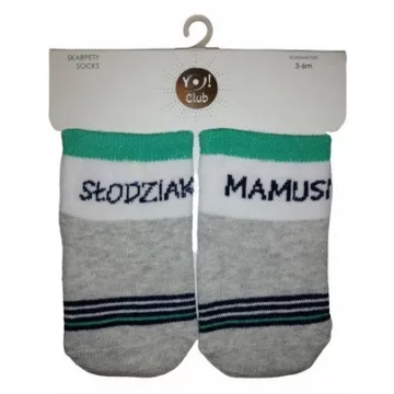 Yo! Baby pamut zokni 6-9 hó - zöld/szürke