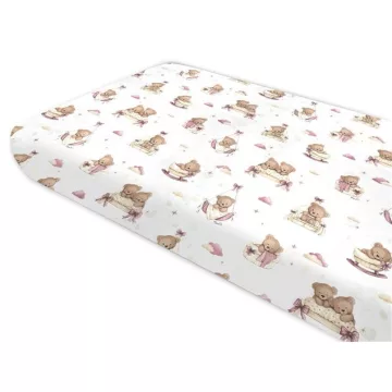   Baby Shop 60*120 cm pamut,gumis lepedő - Mackó álom rózsaszín