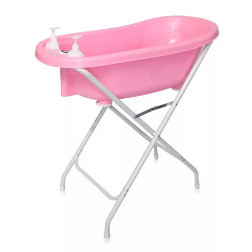 Lorelli kád leeresztő dugóval, babatartóval 88 cm + kádállvány -  Pink