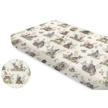   Baby Shop pamut,gumis lepedő 60*120 cm - Erdei barátok zöld