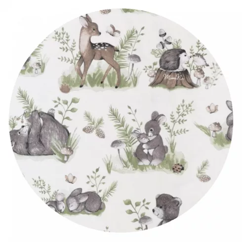 Baby Shop pamut,gumis lepedő 60*120 cm - Erdei barátok zöld