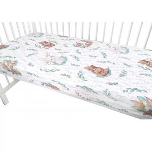 Baby Shop pamut,gumis lepedő 60*120 cm  - Lulu Natural menta