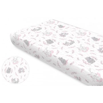   Baby Shop pamut,gumis lepedő 70*140 cm - Lulu Natural rózsaszín 