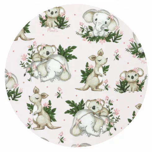 Baby Shop pamut,gumis lepedő 70*140 cm - Baba állatok rózsaszín 